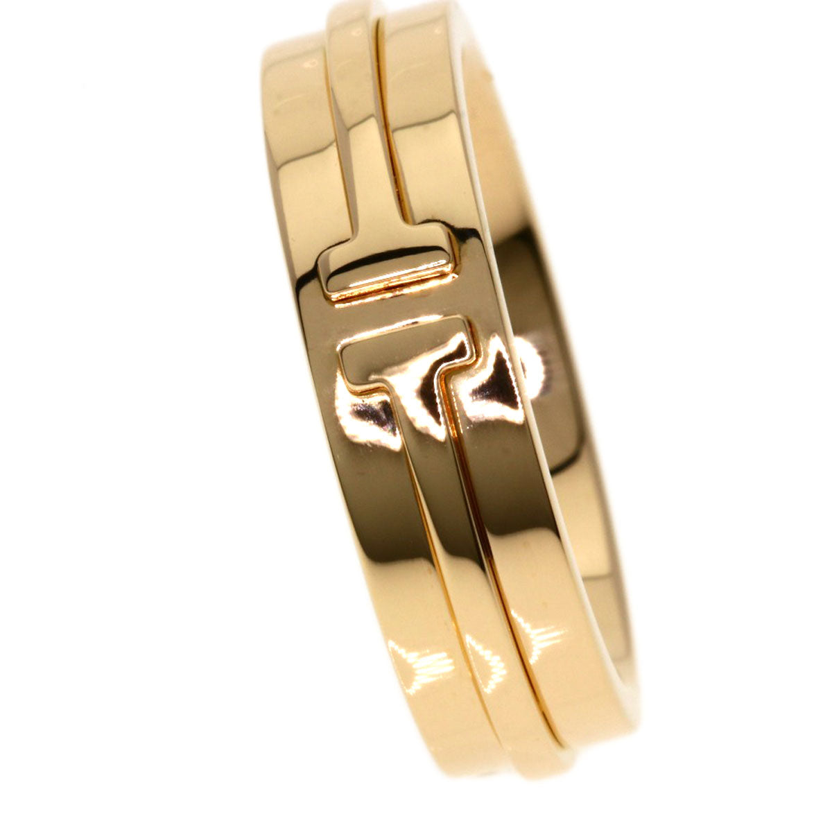 TIFFANY&Co. Ring T TWO wide K18 Yellow Gold Ladies