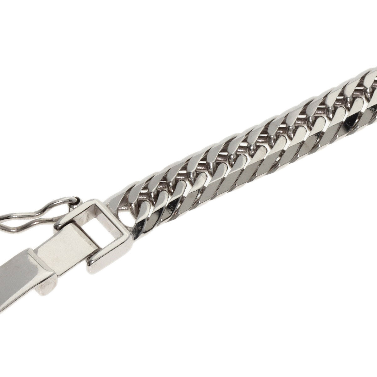 Curb Chain Kihei 8-sided Triple Necklace K18 White Gold 31g Ladies