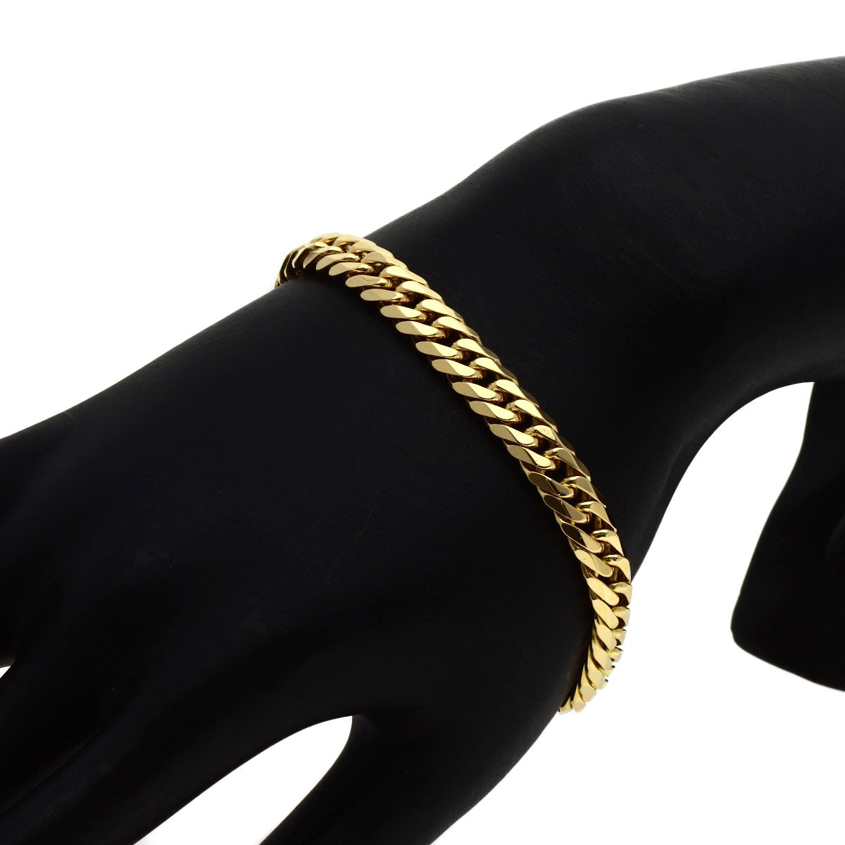Curb chain Kihei 6-sided double Bracelet K18 Yellow Gold 28.2g mens