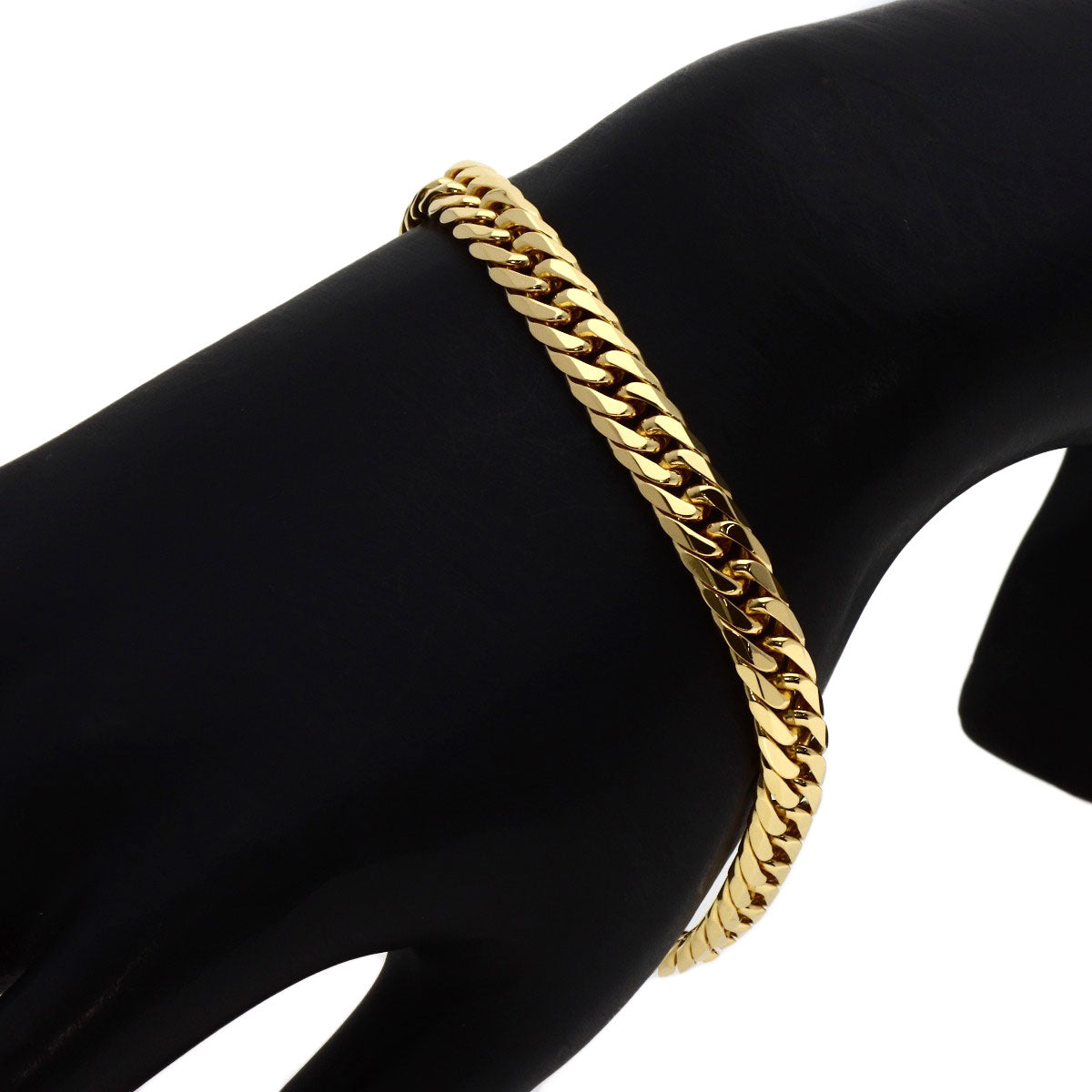 Curb chain Kihei 6-sided double Bracelet K18 Yellow Gold 29.5g mens