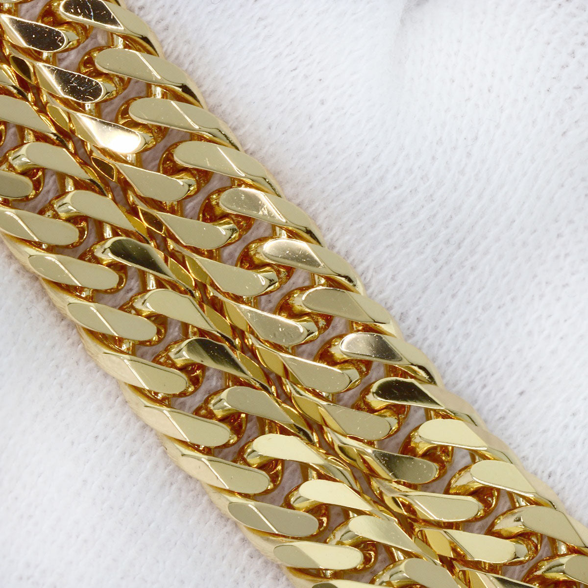 Curb chain Kihei 6-sided double Necklace K18 Yellow Gold 46.3g Ladies