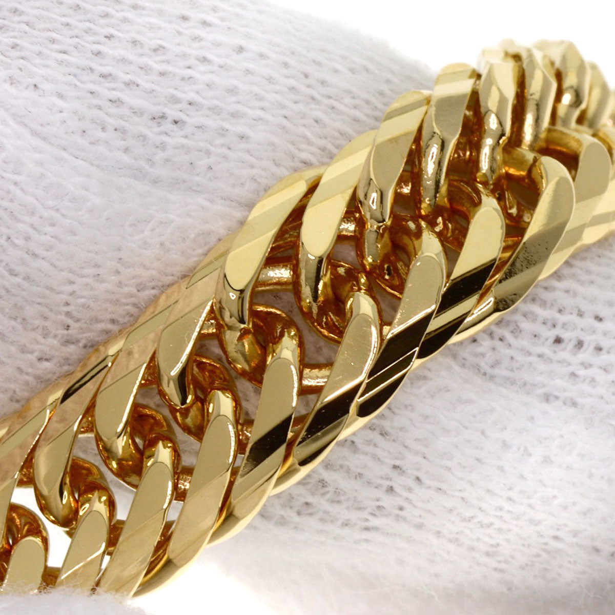 Curb Chain Kihei 16-sided Triple Bracelet K18 Yellow Gold 30g mens