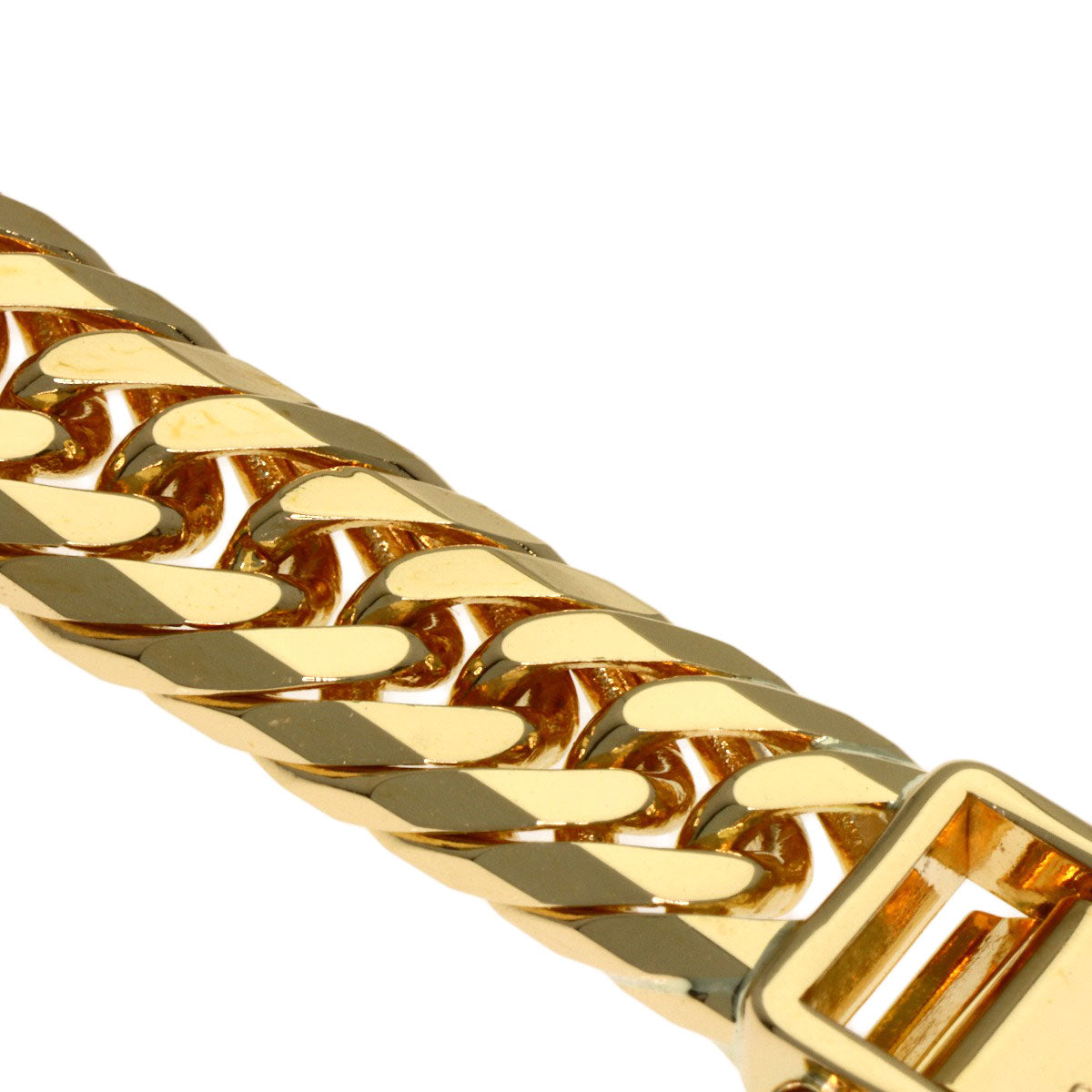 0.5ct Curb chain W8 face Diamond Bracelet K18 Yellow Gold 29.9g Ladies