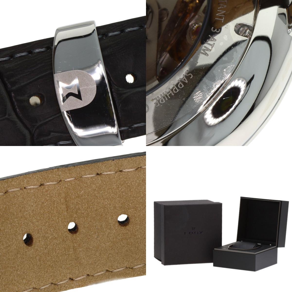 EDOX Les Bemonts Chronograph Watches 01120-3-BUIN Stainless Steel/Leather mens