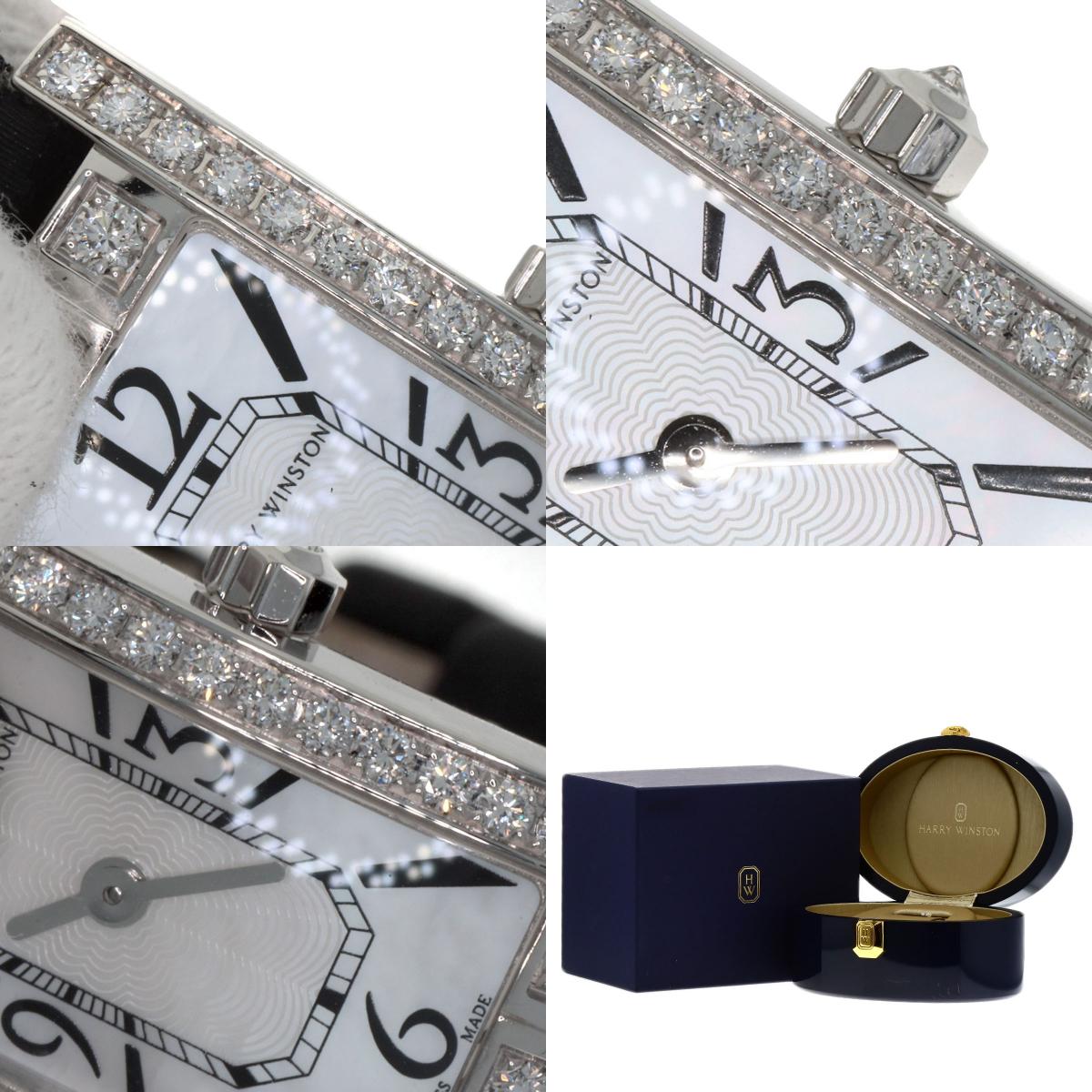 HARRY WINSTON Avenue C Mini Watches AVCQHM16 K18 White Gold/Leather x Satin Ladies