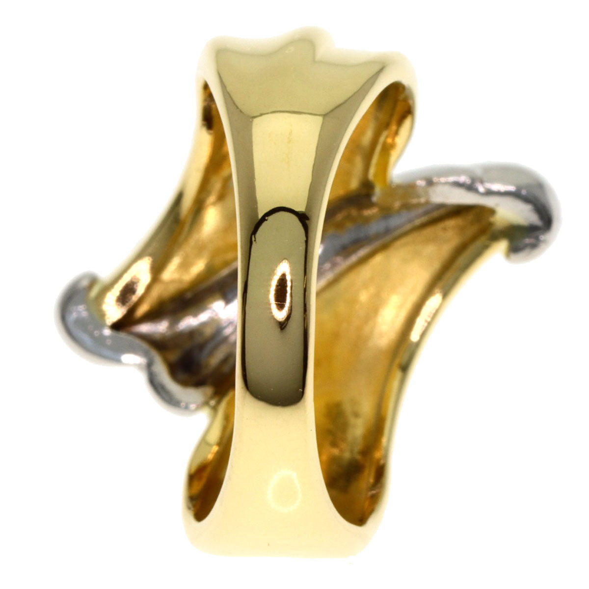 design Ring Platinum PT850 18K Yellow Gold 7.3g Ladies