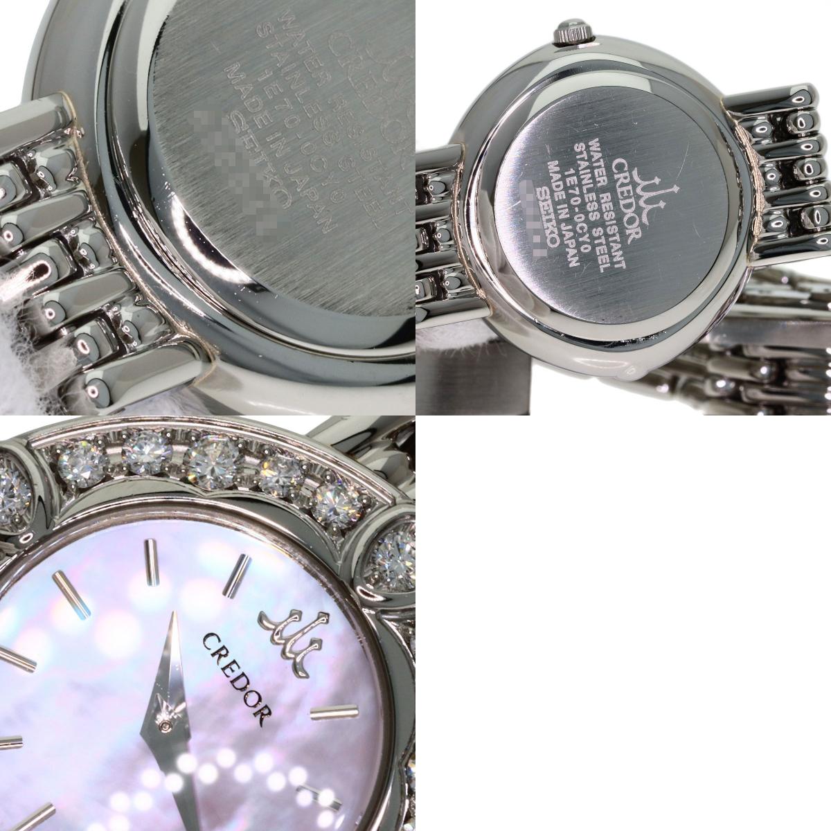 SEIKO CREDOR Signo Bezel Diamond Watches 1E70-0CY0 Stainless Steel/Stainless Steel Ladies