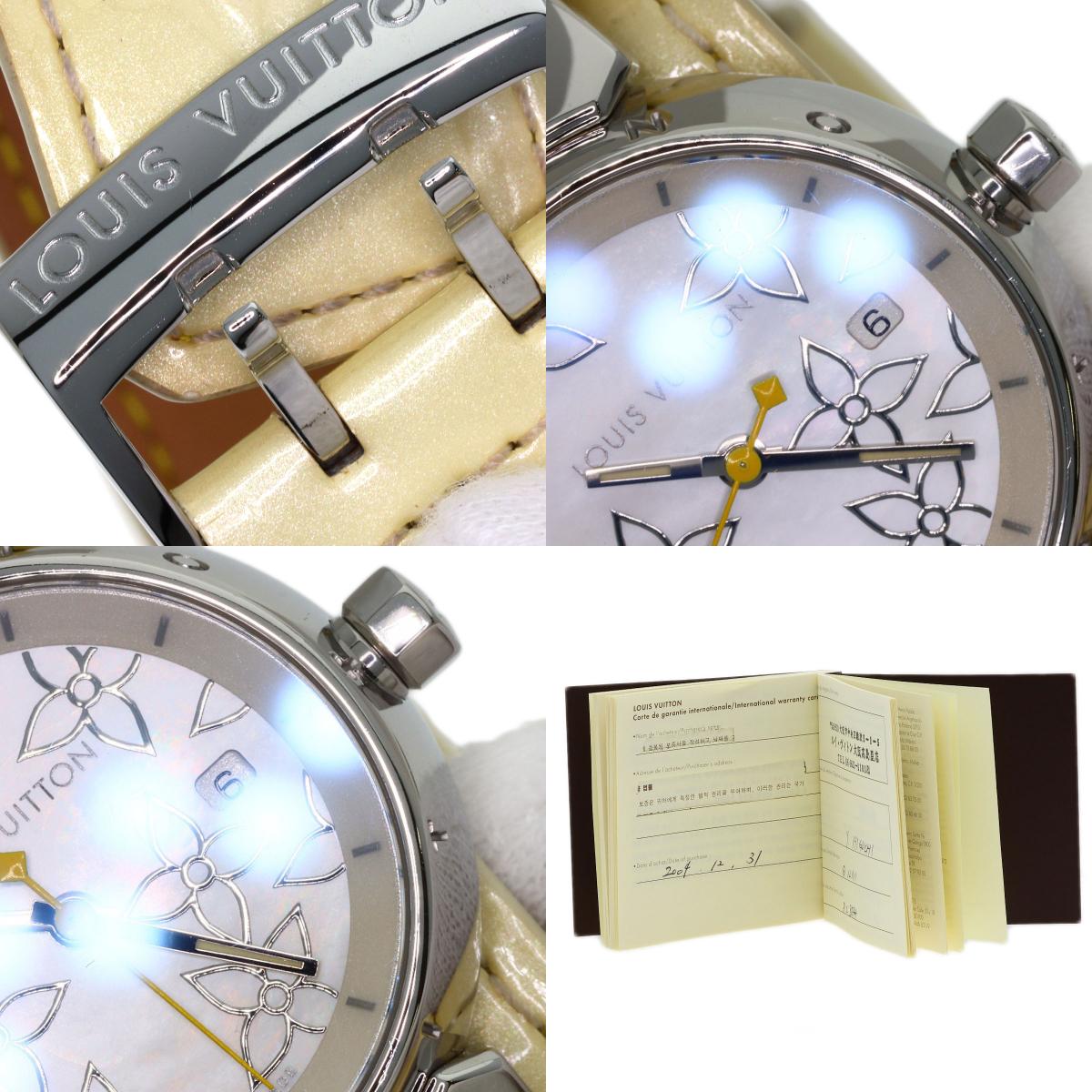 LOUIS VUITTON Tambour Watches Q121C Stainless Steel/Enamel Ladies
