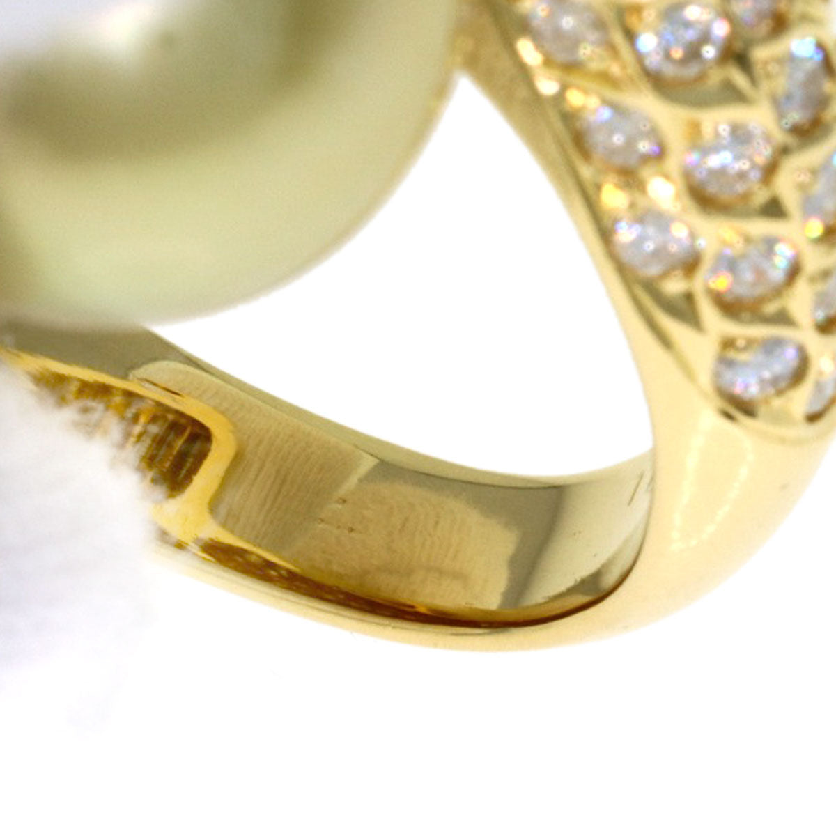 1ct GoldPearl Pearl Diamond Ring K18 Yellow Gold 10g Ladies