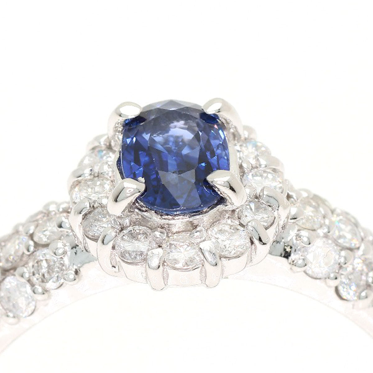 0.7ct Sapphire Diamond Ring Platinum PT900 5.6g Ladies
