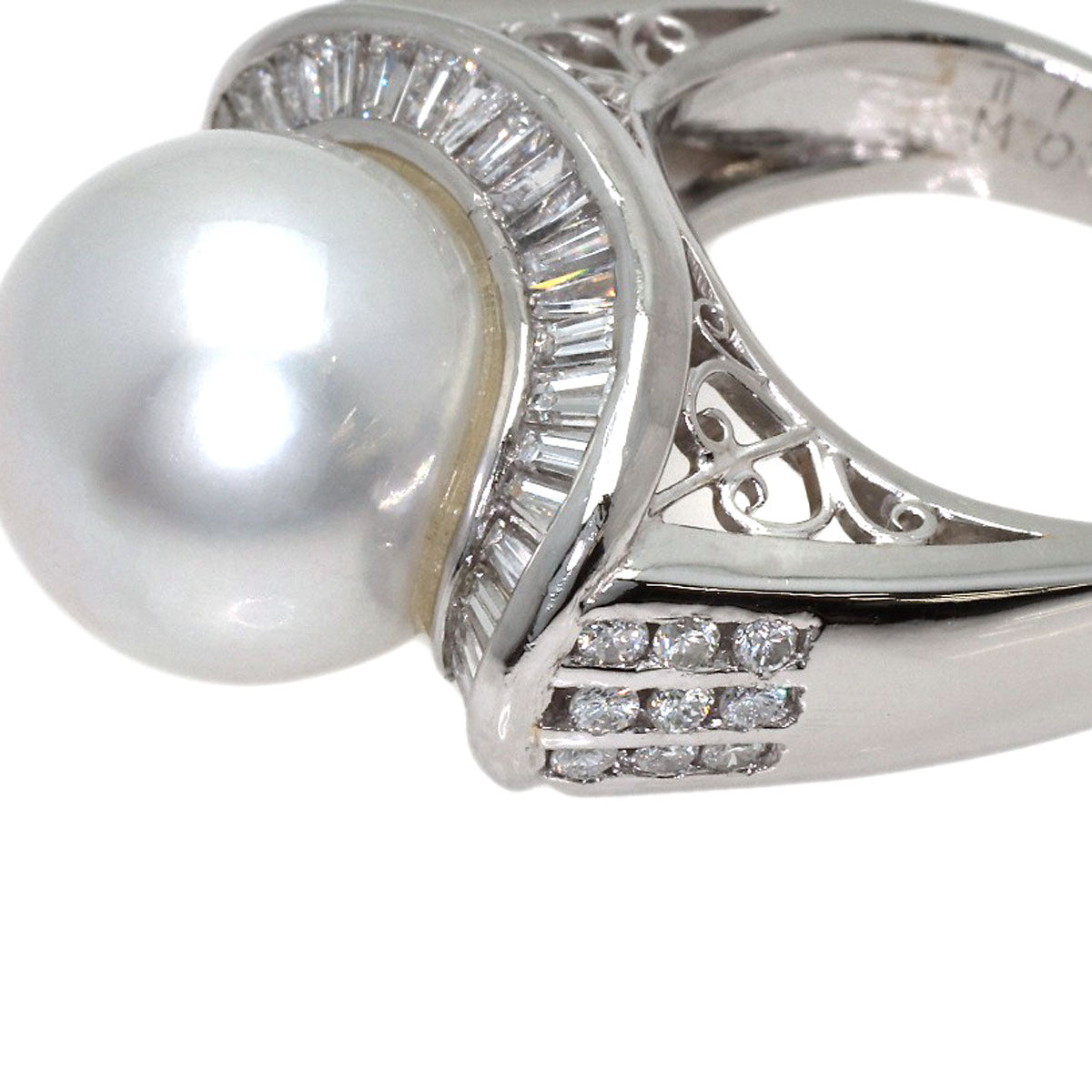 Pearl Pearl Diamond Ring Platinum PT900 18.5g Ladies