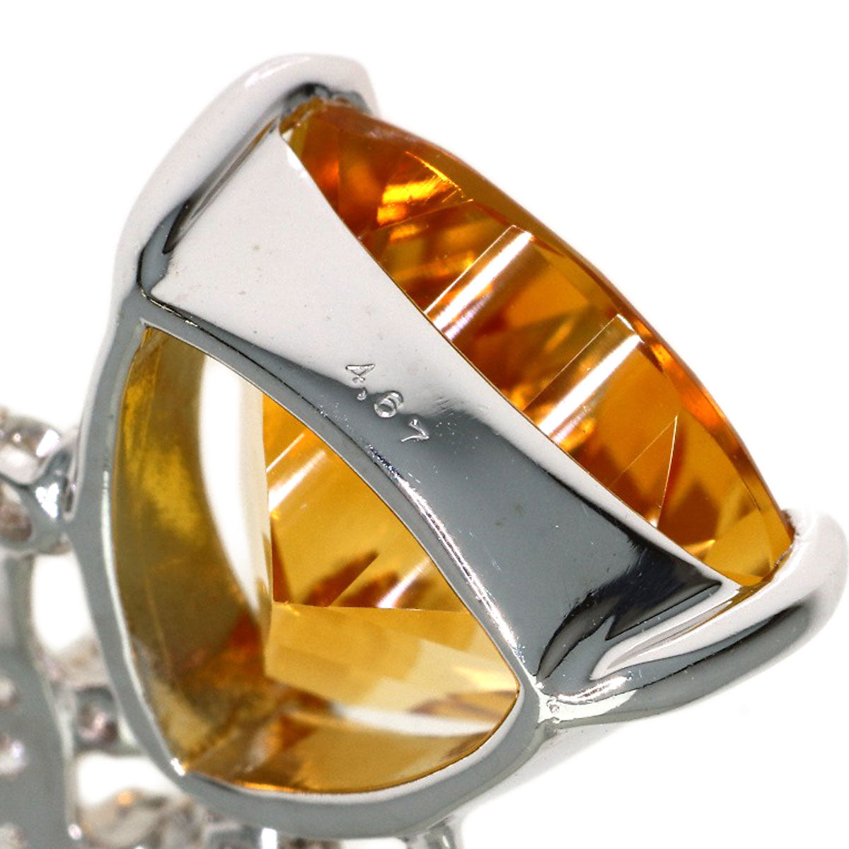 4.67ct Citrin Diamond Pendant top K18 White Gold 3.7g Ladies
