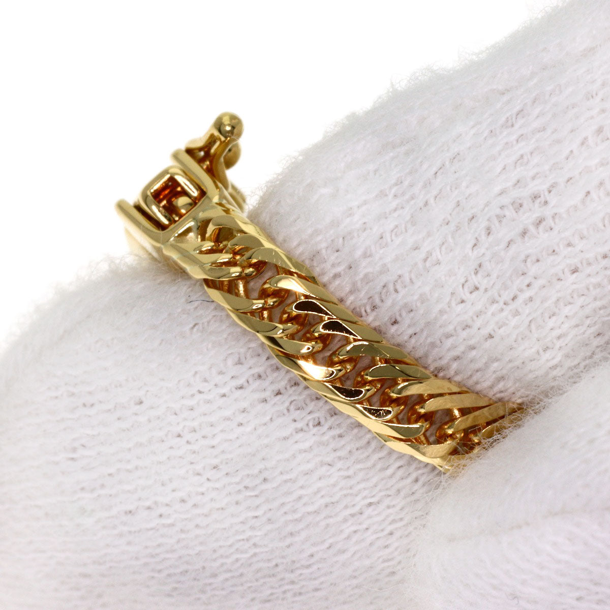 Curb chain Kihei W6 side Bracelet K18 Yellow Gold 4.8g Ladies