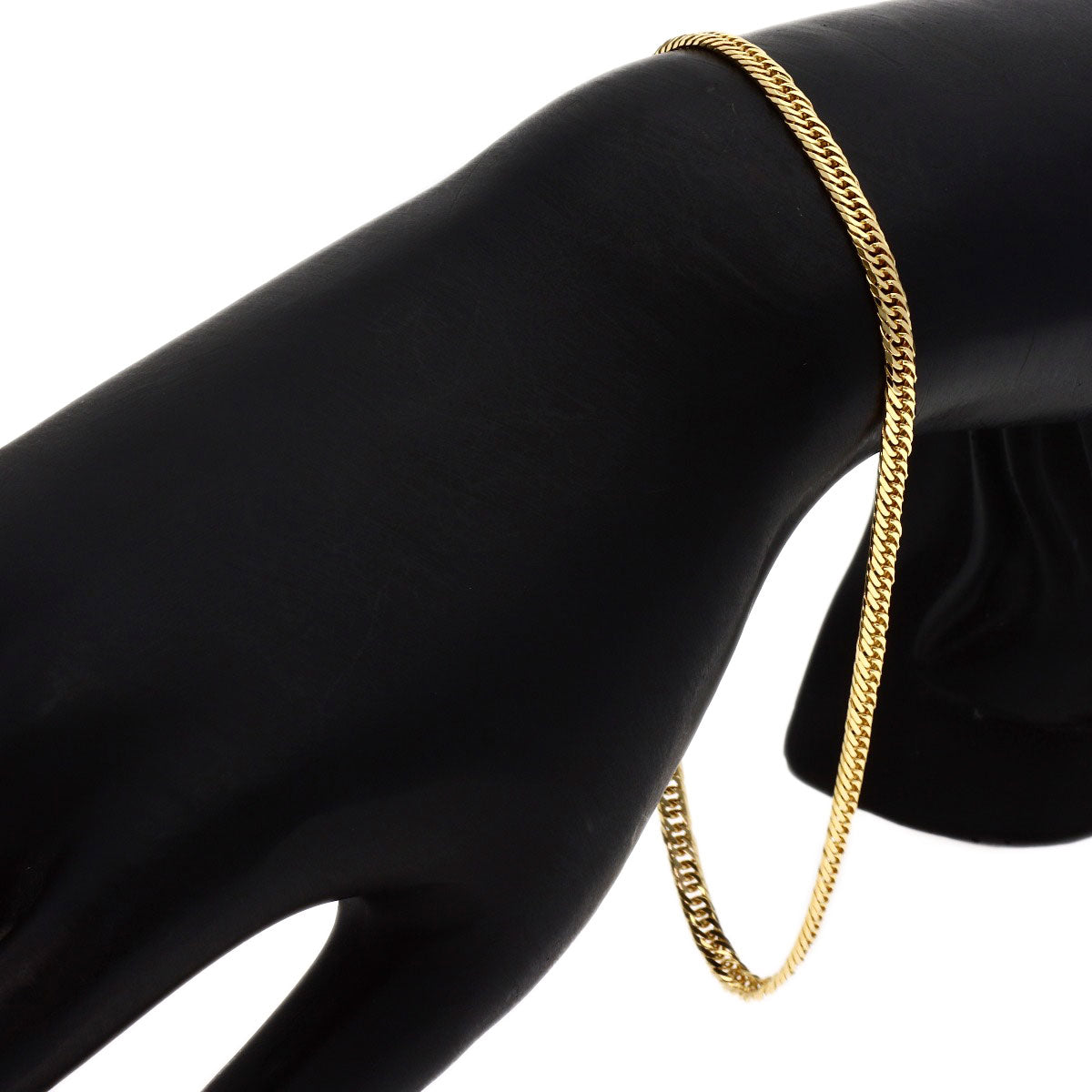 Curb chain Kihei W6 side Bracelet K18 Yellow Gold 6.2g Ladies