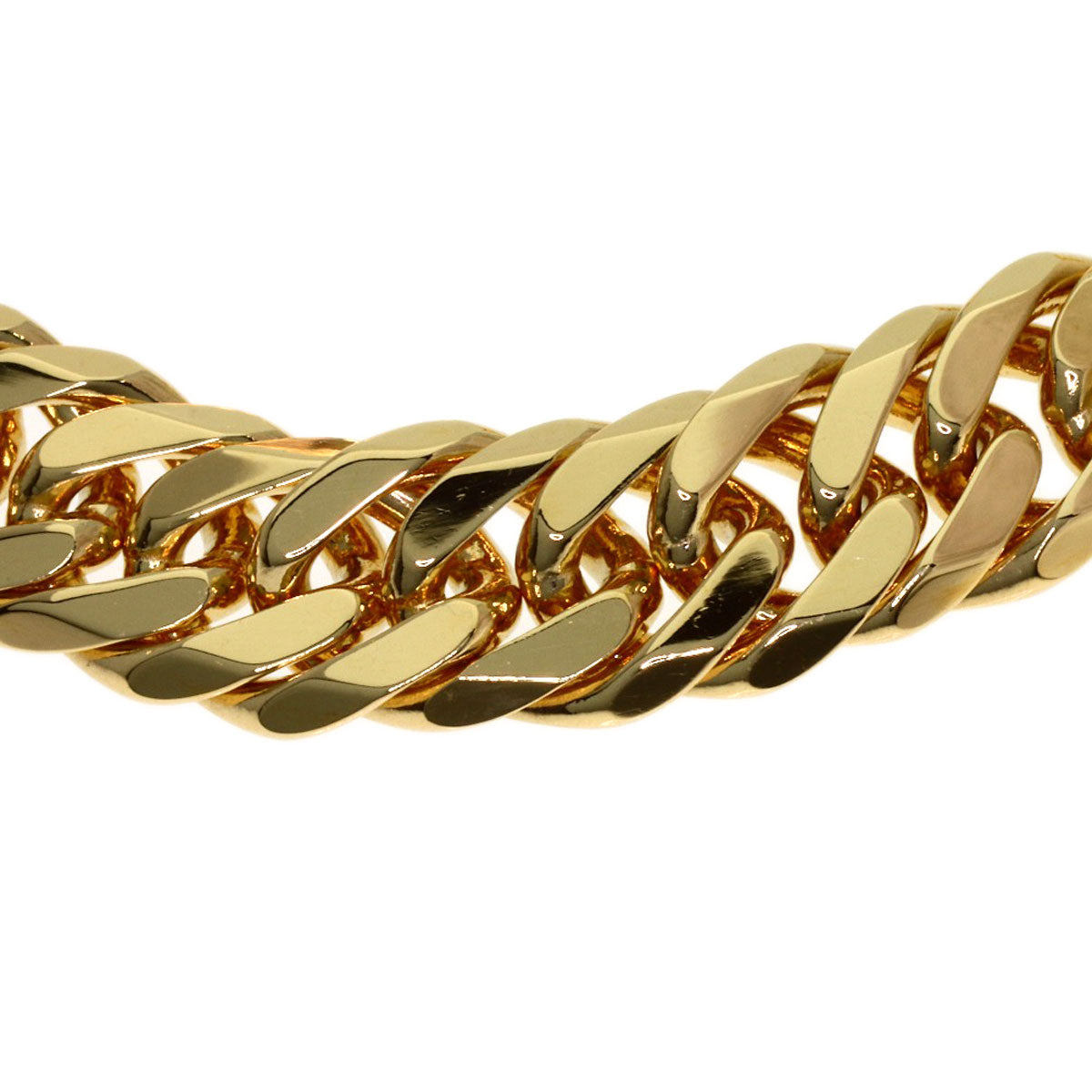 Curb chain Kihei W6 side Bracelet K18 Yellow Gold 20.2g Ladies