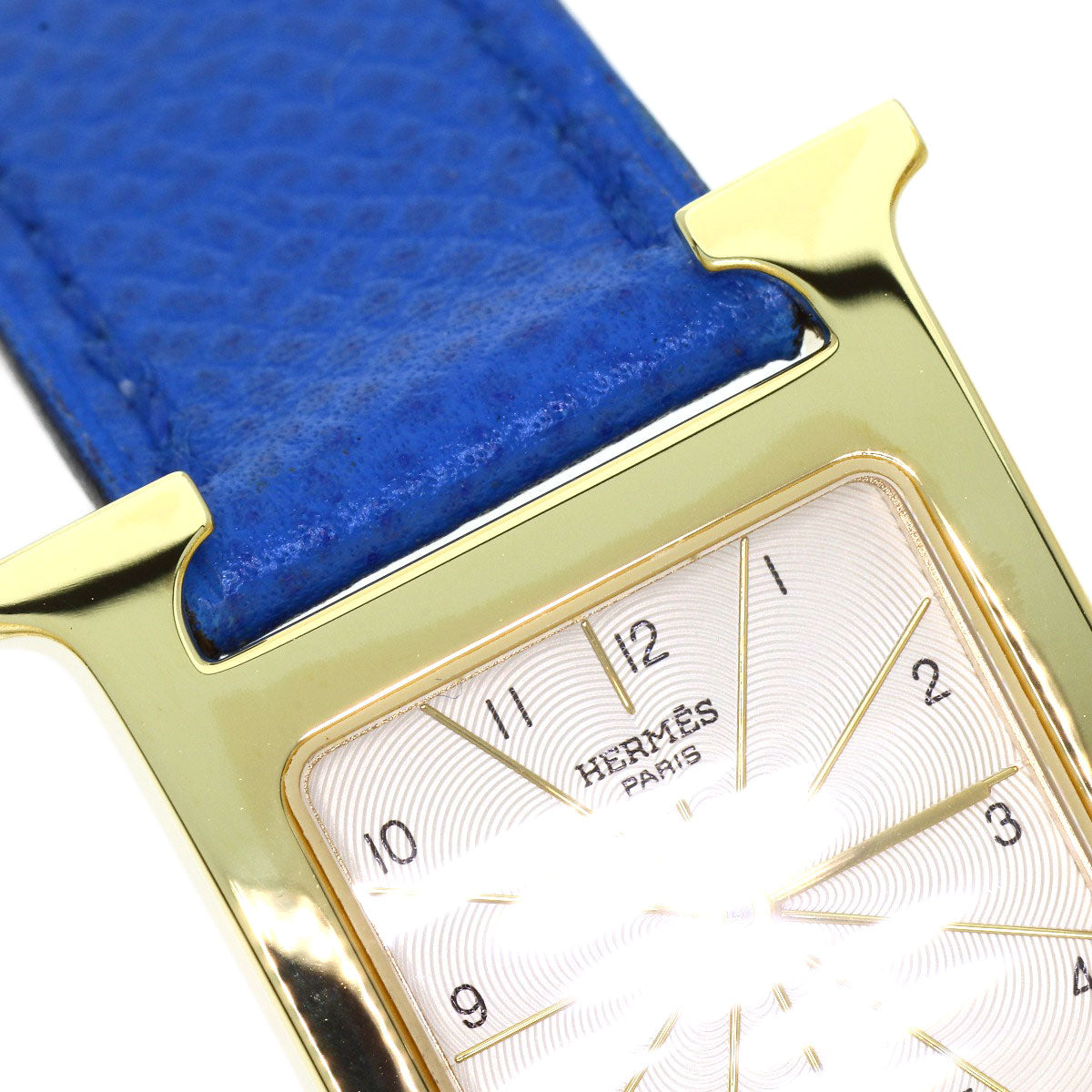 HERMES H watch Watches HH1.201 Gold Plated/Leather Ladies