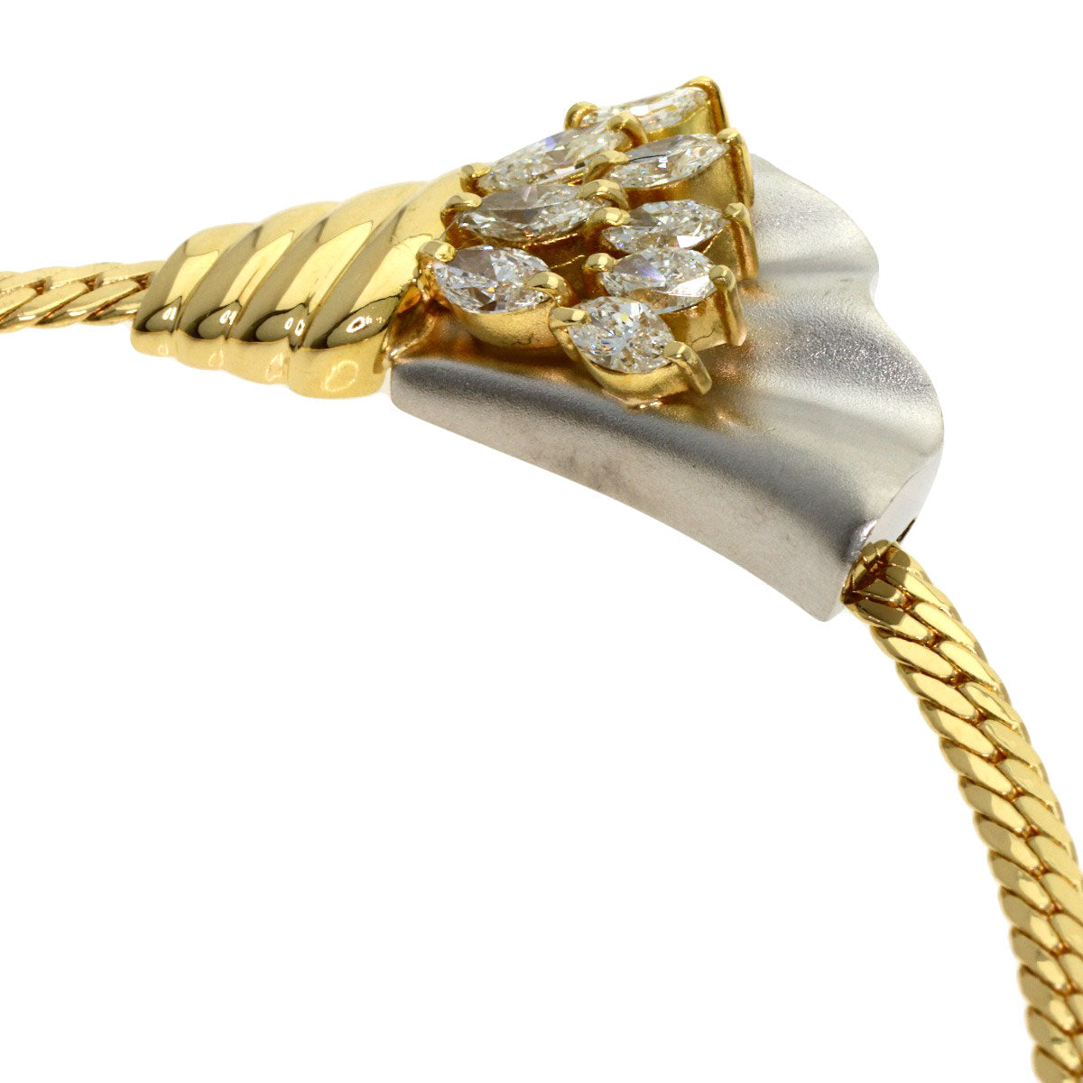 0.87ct Diamond Necklace Platinum PT900 18K Yellow Gold 16g Ladies