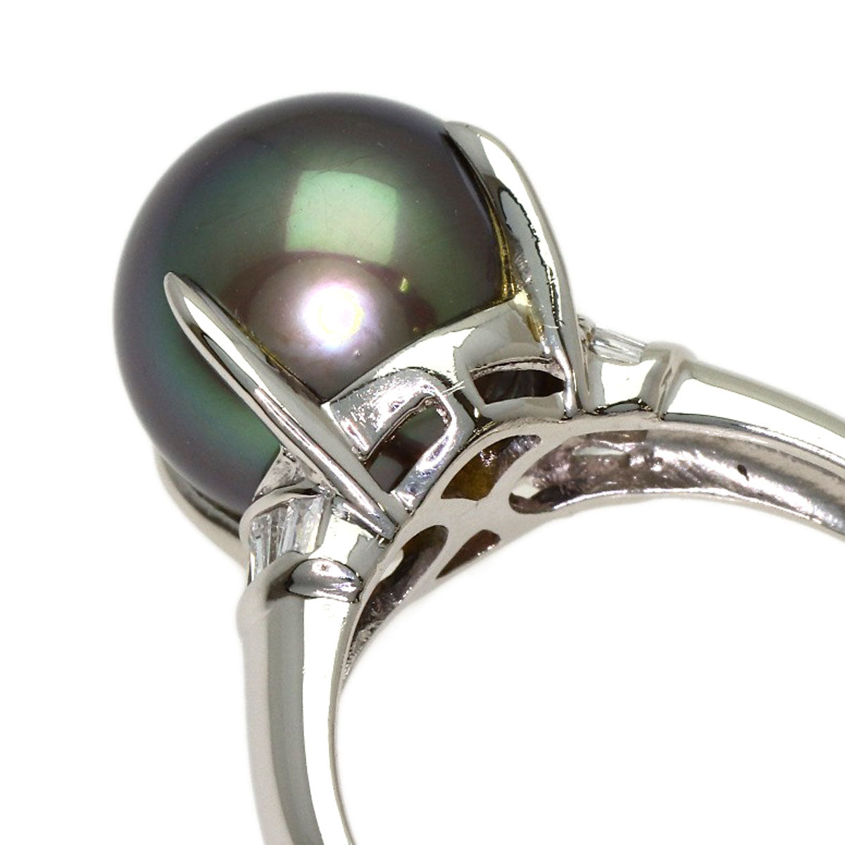 Pearl Pearl Diamond Ring Platinum PT900 6.5g Ladies