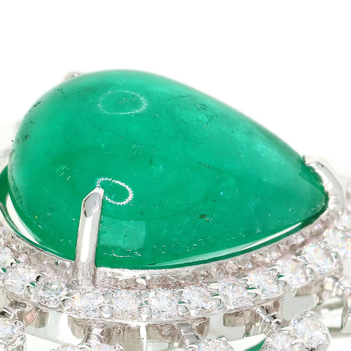 8.14ct Emerald Diamond Ring K18 White Gold 8.1g Ladies