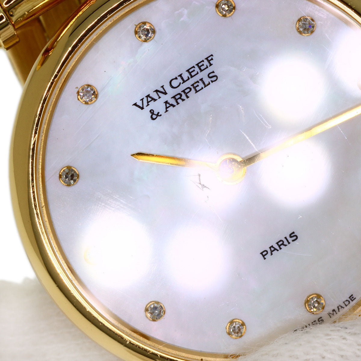 Van Cleef & Arpels Round Face 12P Diamond Watches 18601 K18 Yellow Gold/18K Yellow Gold Ladies