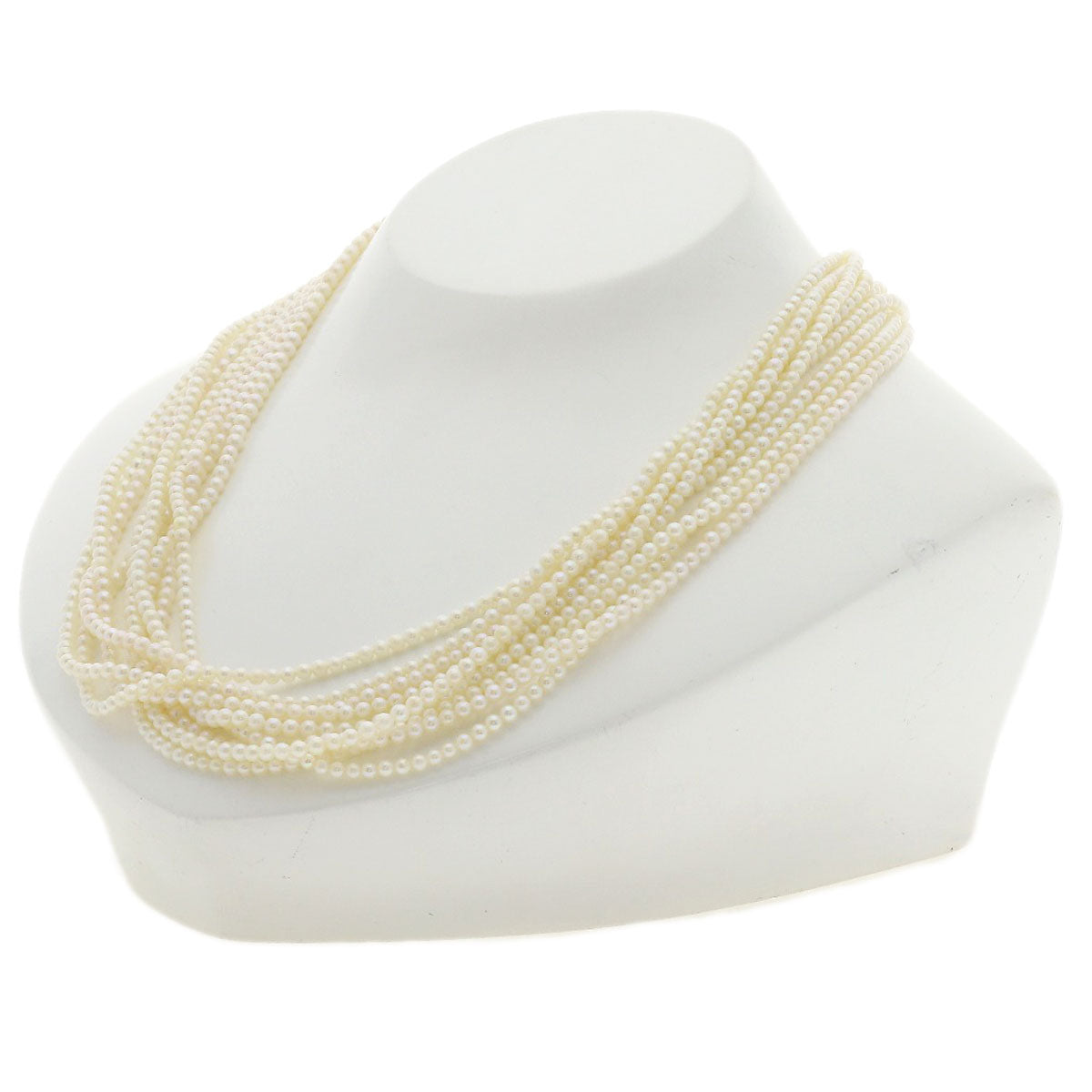 Baby Pearl Diamond 9-strand Necklace K18 Yellow Gold 48.7g Ladies