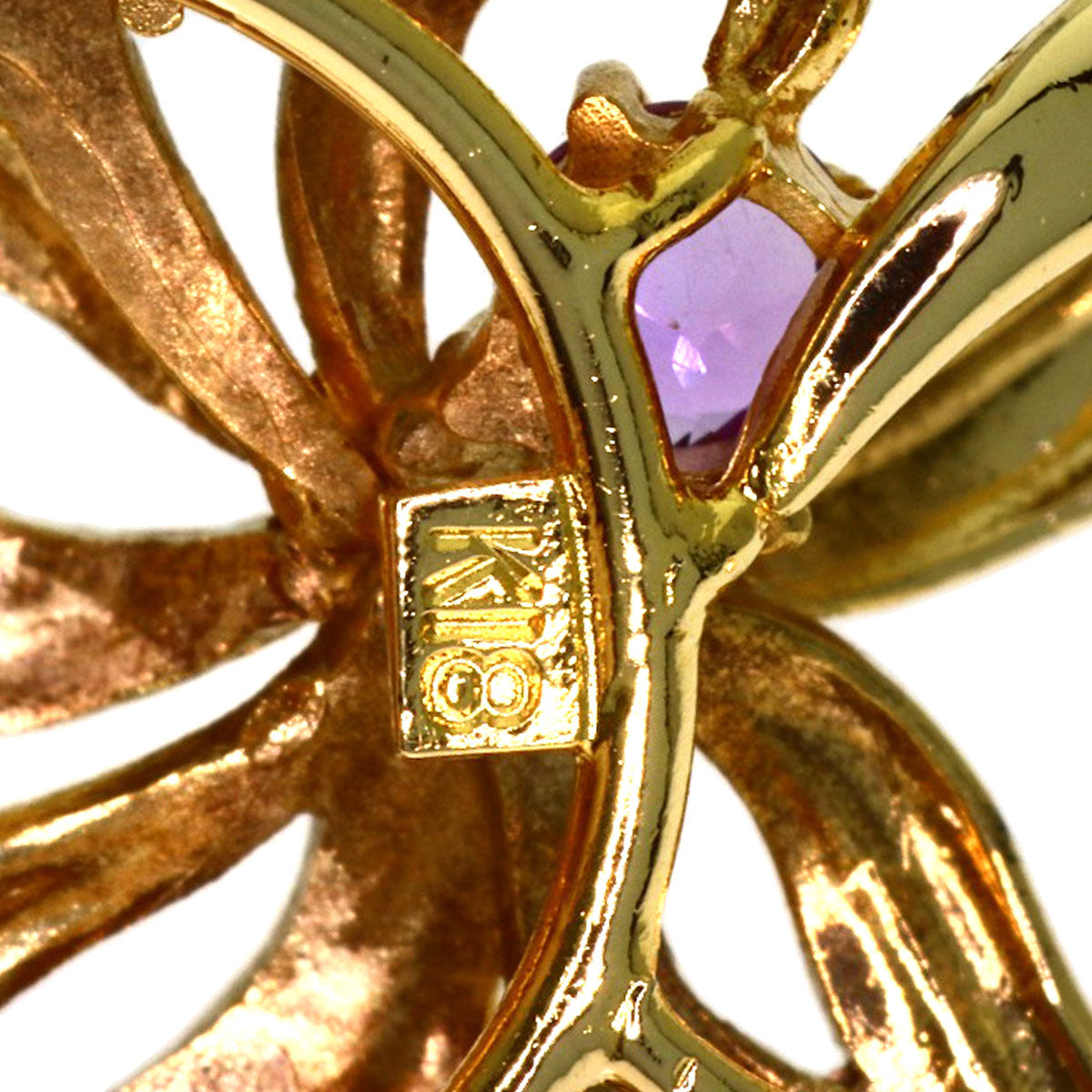 Grape motif Amethyst Pendant top K18 Yellow Gold 5.38g Ladies