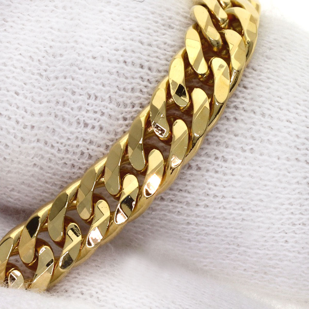 Curb chain, multi-faceted cut. Necklace K18 Yellow Gold 51.2g mens