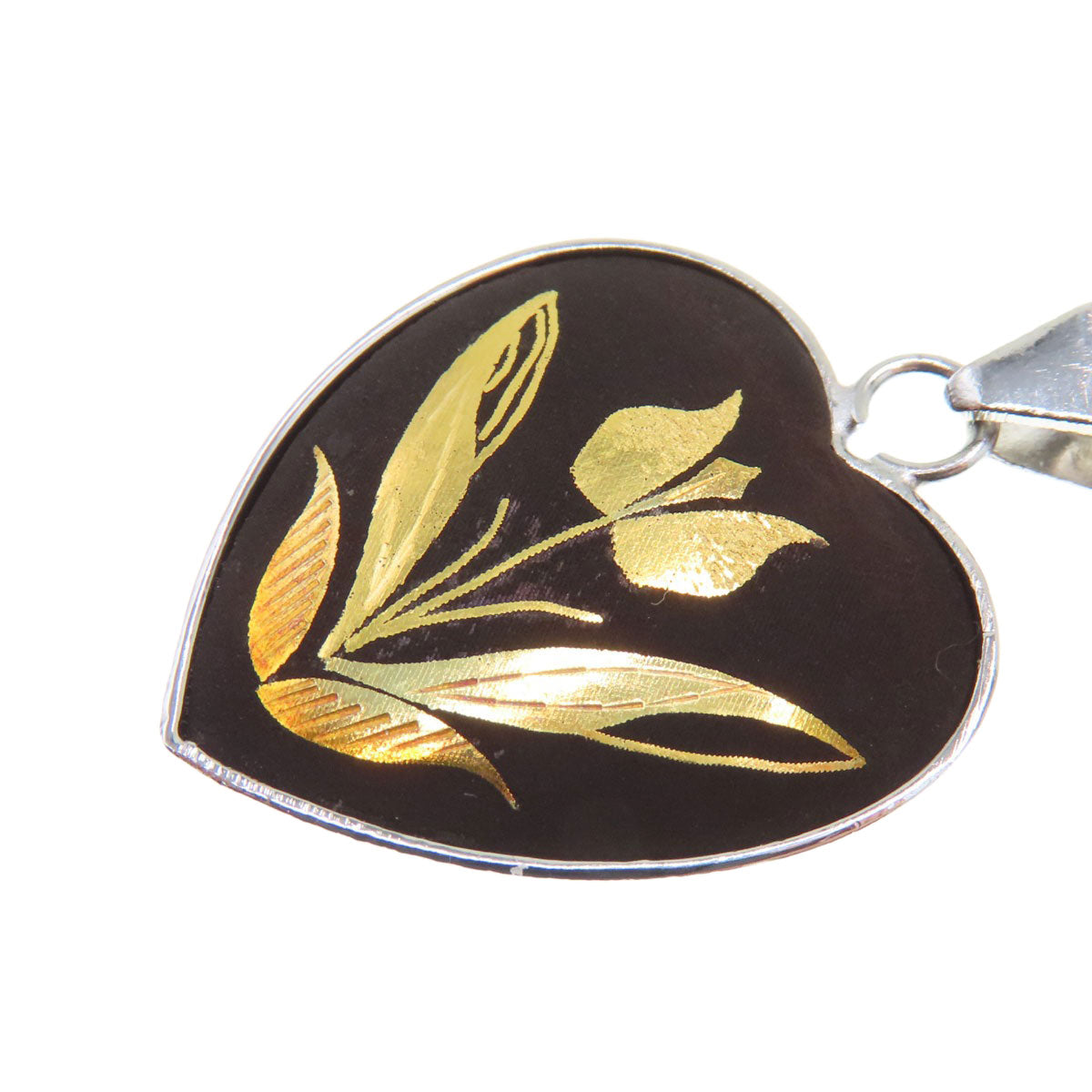 flower motif heart shape Necklace Metal 4.5g Ladies