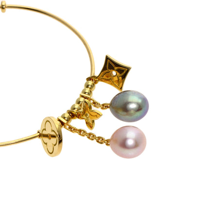 LOUIS VUITTON Creole Hoop Freshwater Pearl earring K18 Yellow Gold Ladies [Used]