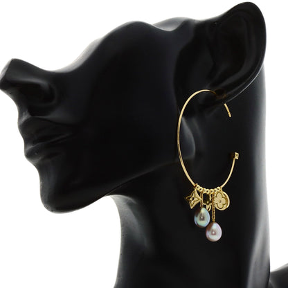 LOUIS VUITTON Creole Hoop Freshwater Pearl earring K18 Yellow Gold Ladies [Used]