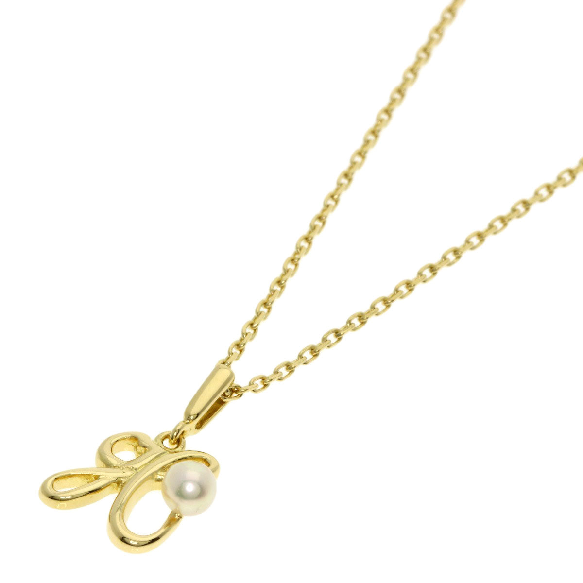 MIKIMOTO Initial H Pearl Pearl Necklace K18 Yellow Gold Ladies [Used]