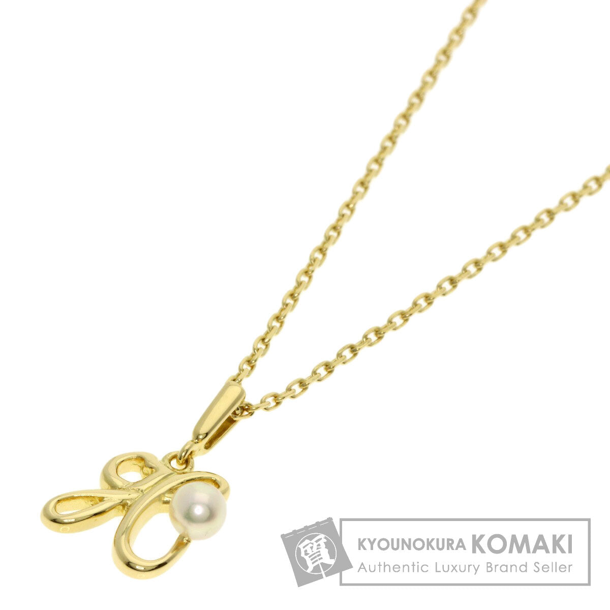 MIKIMOTO Initial H Pearl Pearl Necklace K18 Yellow Gold Ladies [Used]