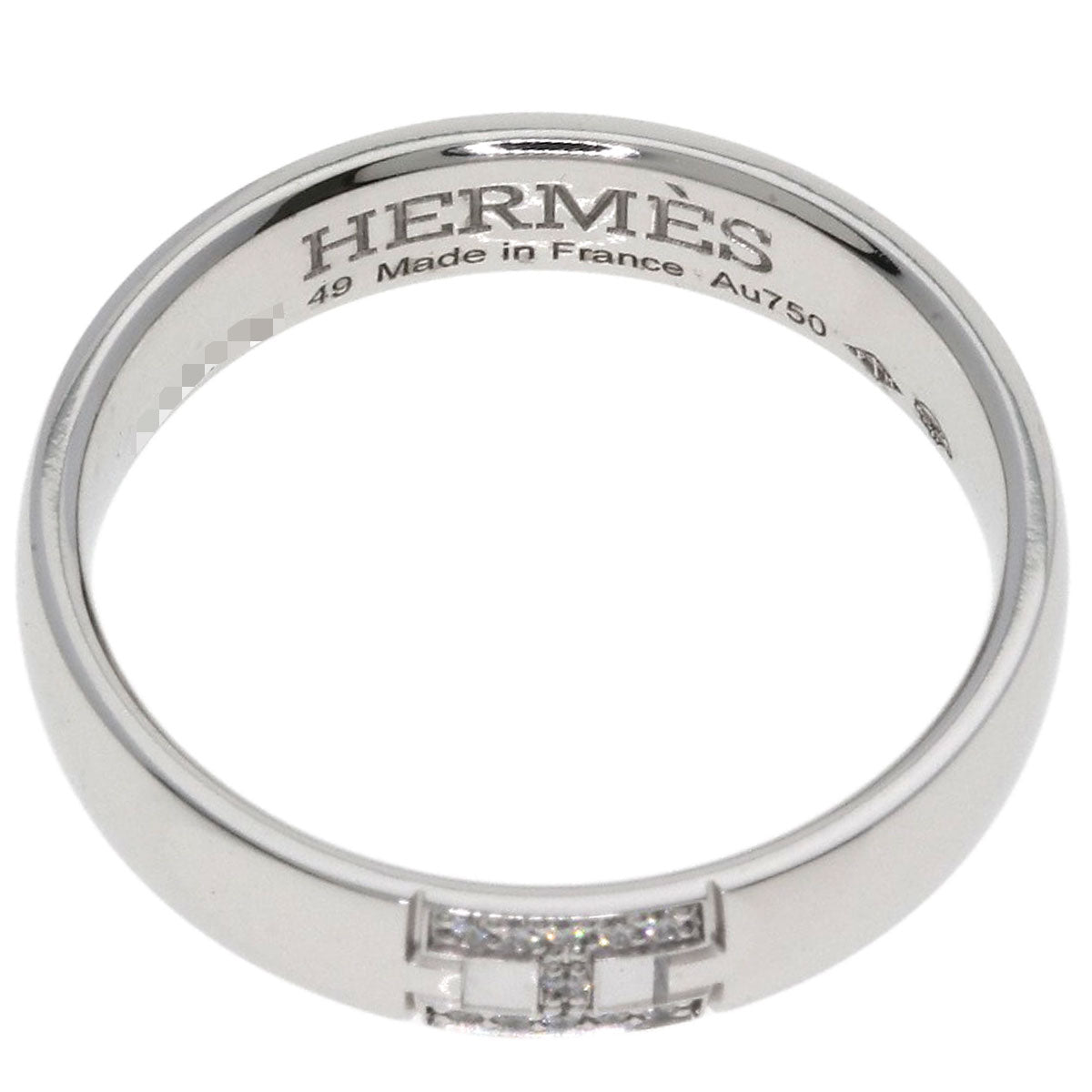 HERMES Ever Hercules Diamond #49 Ring K18 White Gold Ladies [Used]