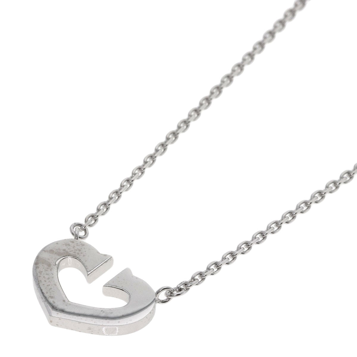 CARTIER C heart Necklace K18 White Gold Ladies [Used]