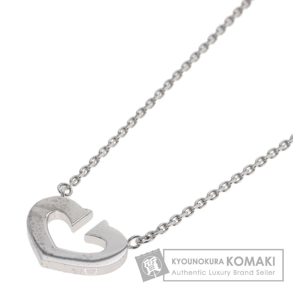 CARTIER C heart Necklace K18 White Gold Ladies [Used]