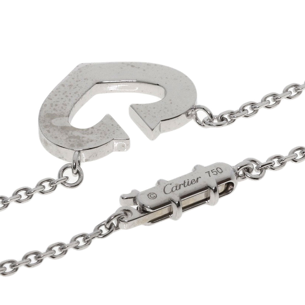 CARTIER C heart Necklace K18 White Gold Ladies [Used]