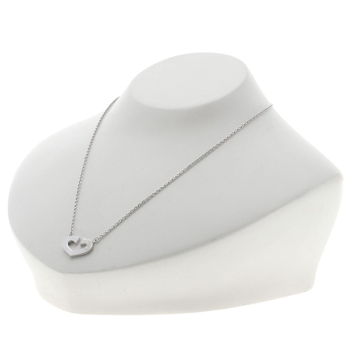 CARTIER C heart Necklace K18 White Gold Ladies [Used]