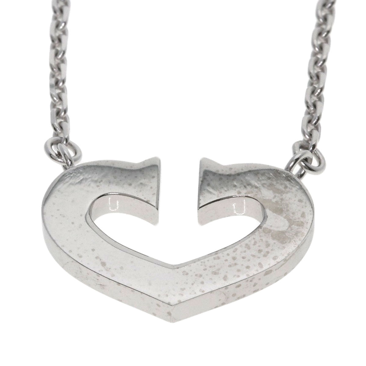 CARTIER C heart Necklace K18 White Gold Ladies [Used]