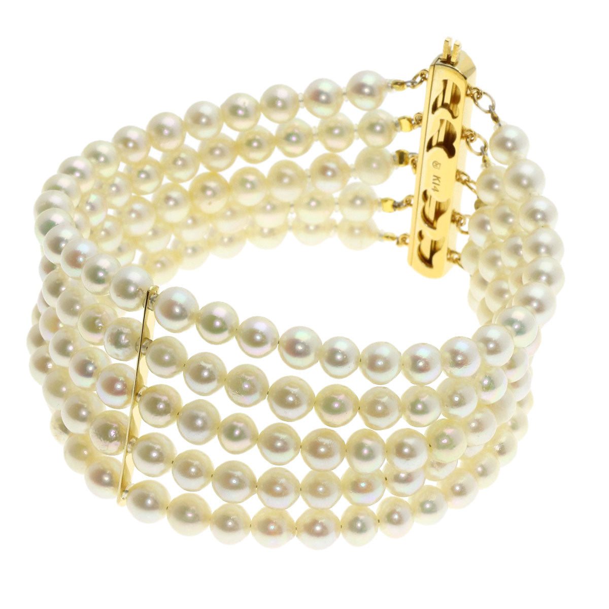 MIKIMOTO Pearl Pearl 5-row Bracelet K14 Yellow Gold Ladies [Used]