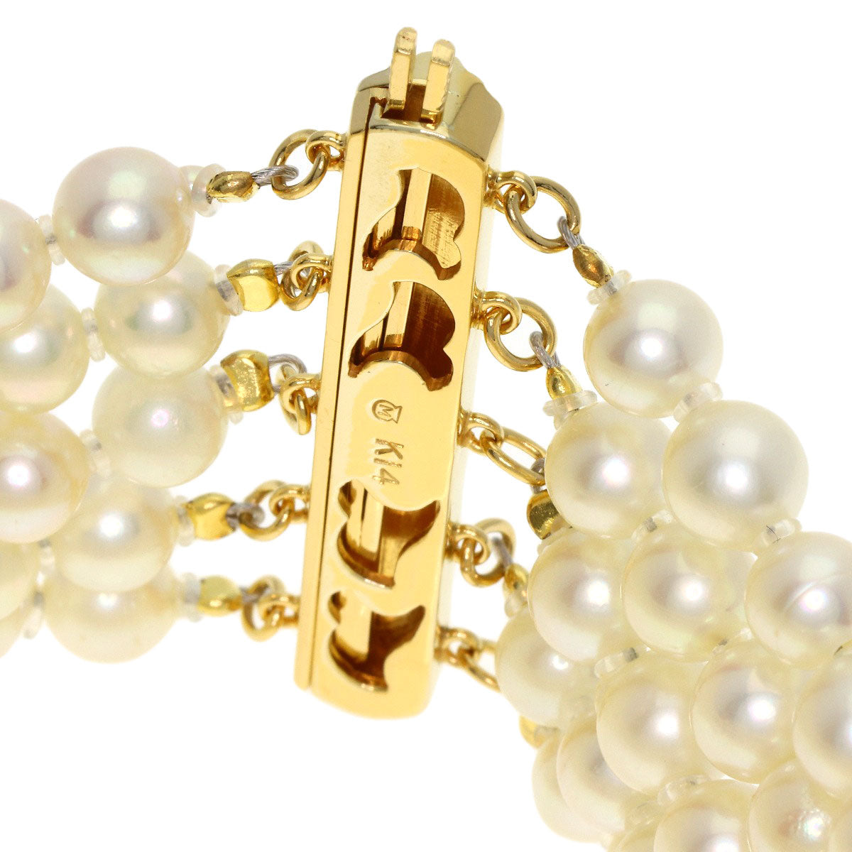 MIKIMOTO Pearl Pearl 5-row Bracelet K14 Yellow Gold Ladies [Used]
