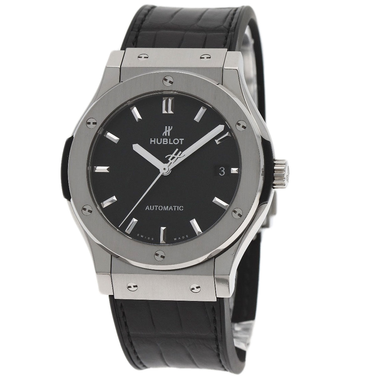 HUBLOT Classic Fusion Titanium Watches 511.NX.1171.LR Titanium/Rubber xLeather mens