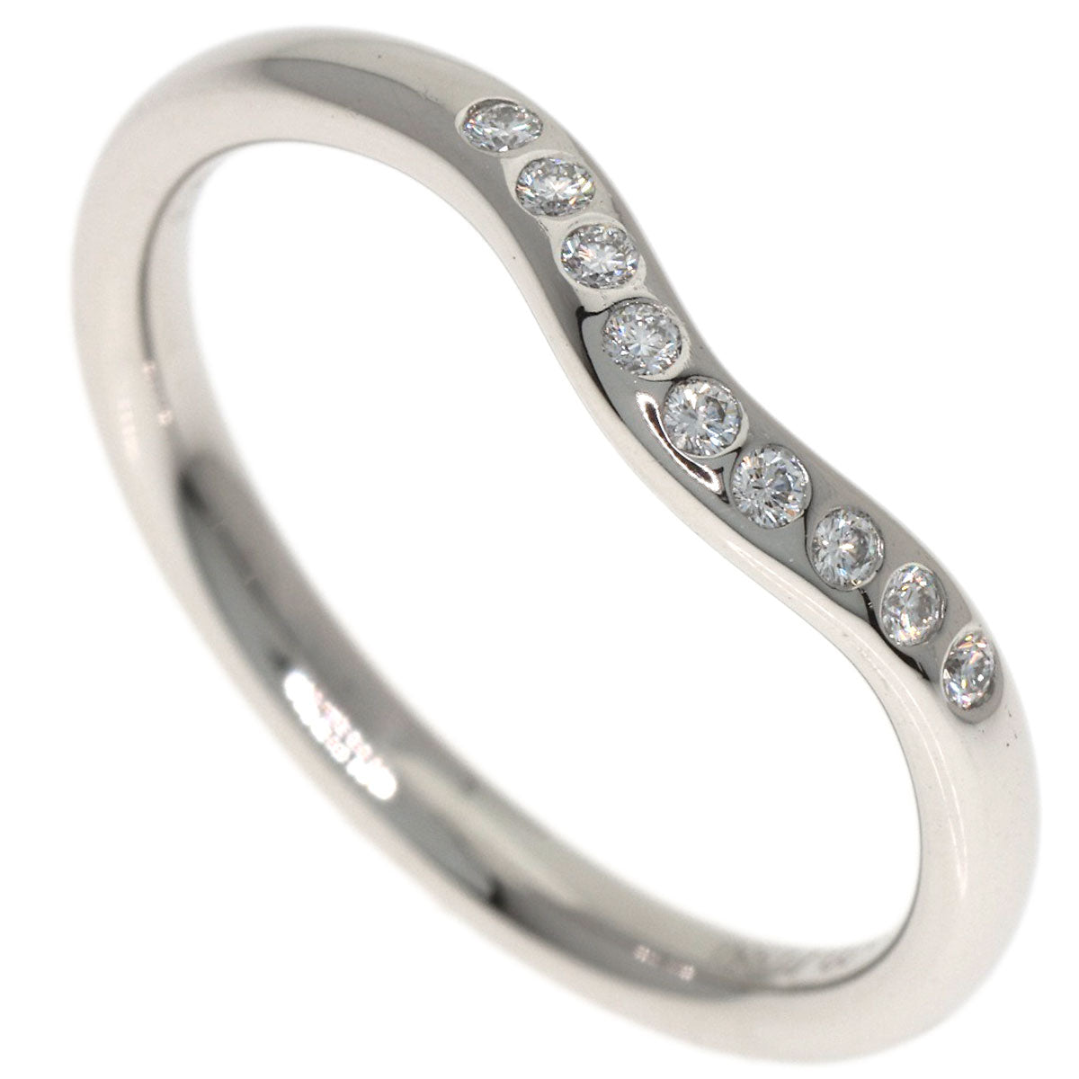 TIFFANY&Co. Curved band Diamond Ring Platinum PT950 Ladies [Used]