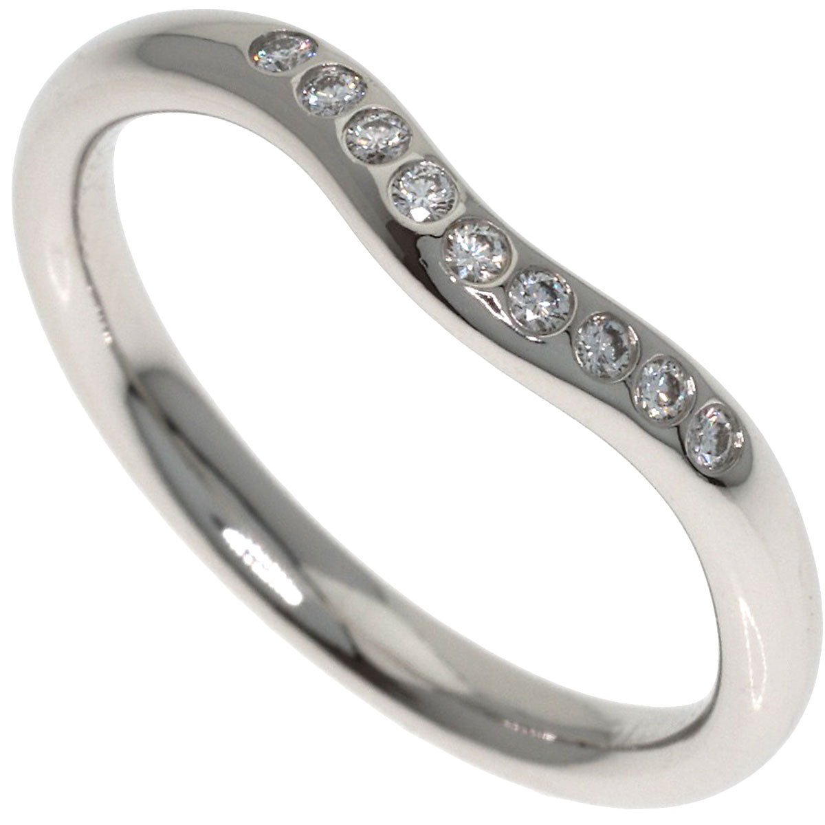 TIFFANY&Co. Curved band Diamond Ring Platinum PT950 Ladies [Used]