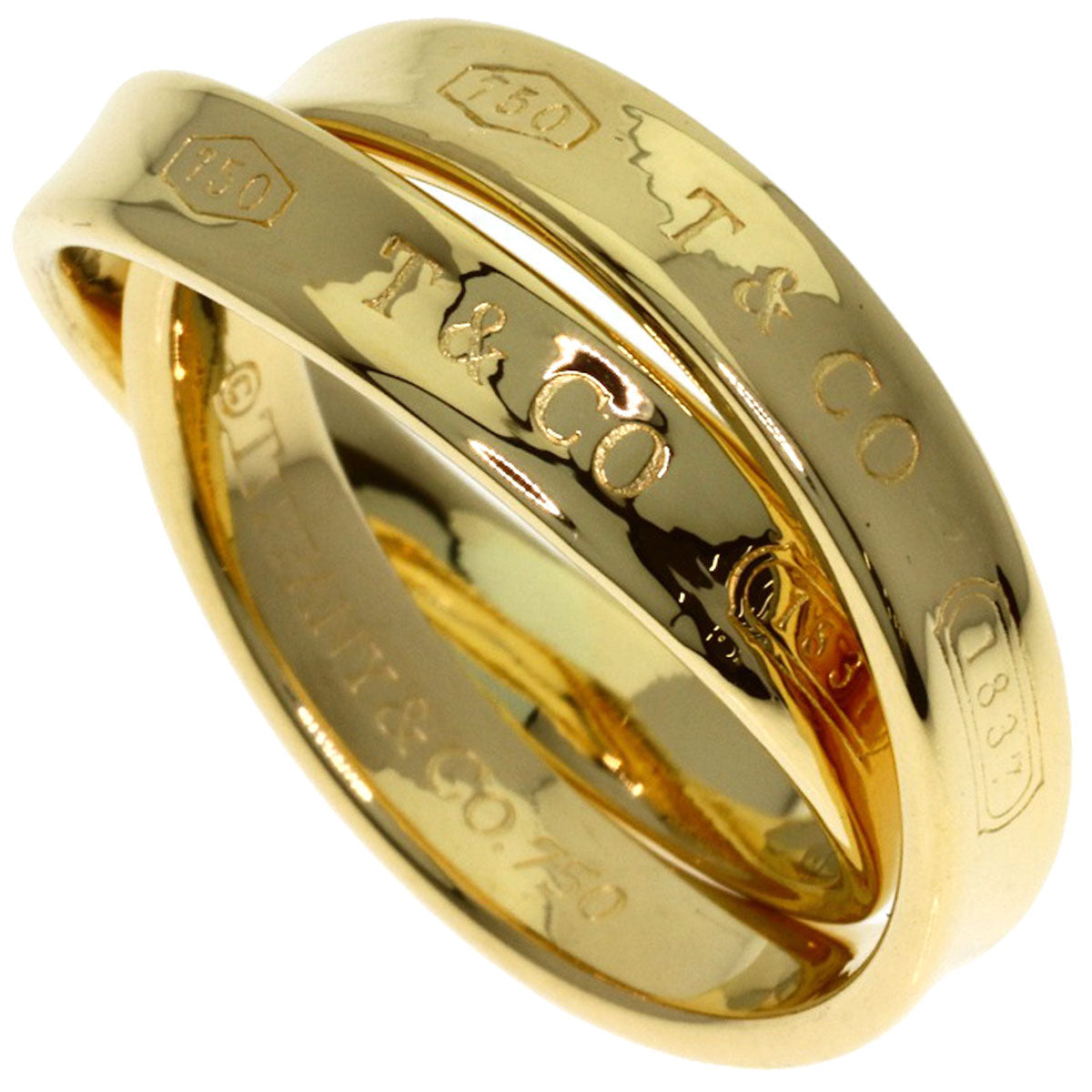 TIFFANY&Co. 1837 Interlocking Circle Ring K18 Yellow Gold Ladies [Used]