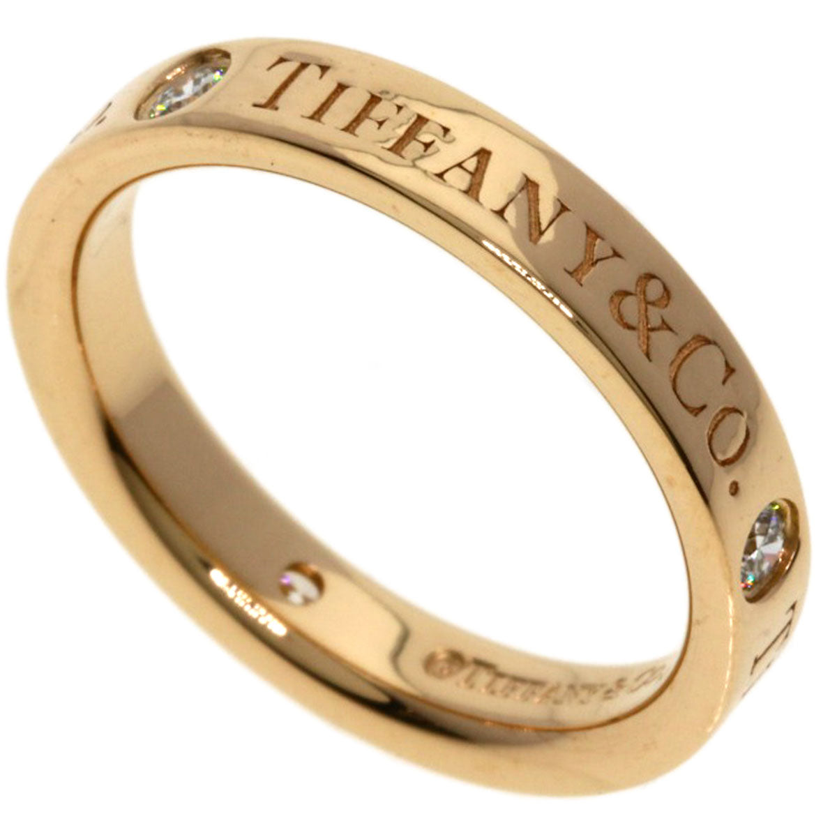 TIFFANY&Co. Flat band diamond Ring K18 Pink Gold Ladies [Used]
