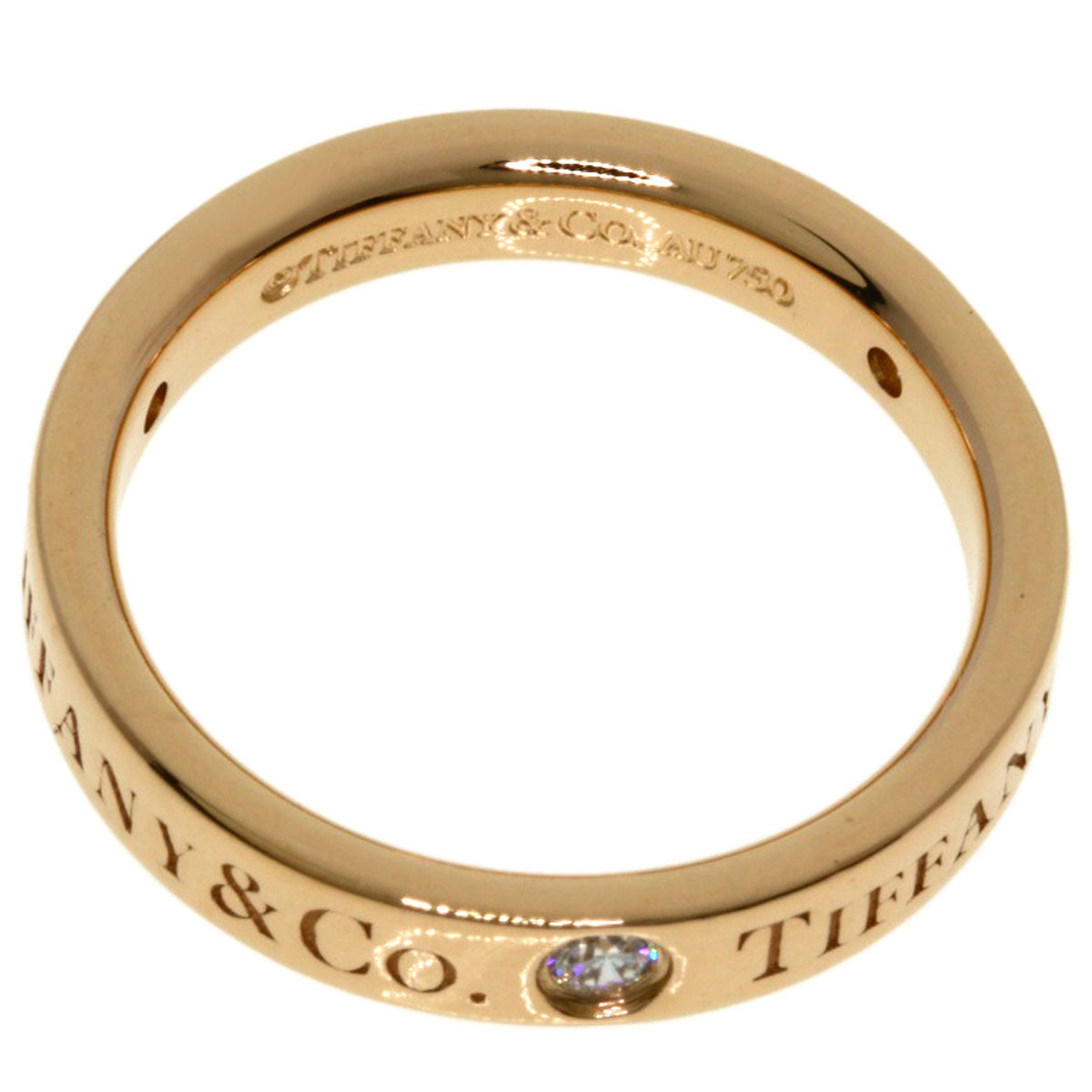 TIFFANY&Co. Flat band diamond Ring K18 Pink Gold Ladies [Used]