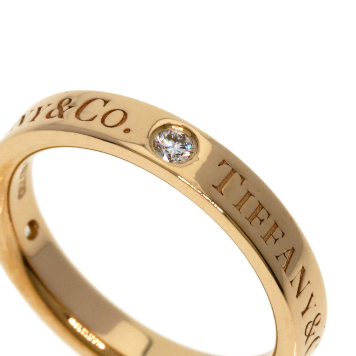 TIFFANY&Co. Flat band diamond Ring K18 Pink Gold Ladies [Used]