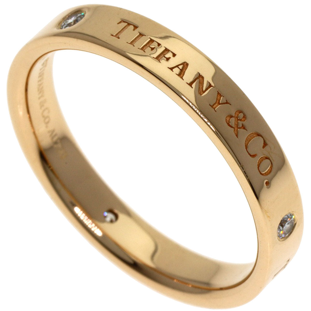 TIFFANY&Co. Flat band 3P Diamond Ring K18 Pink Gold Ladies [Used]