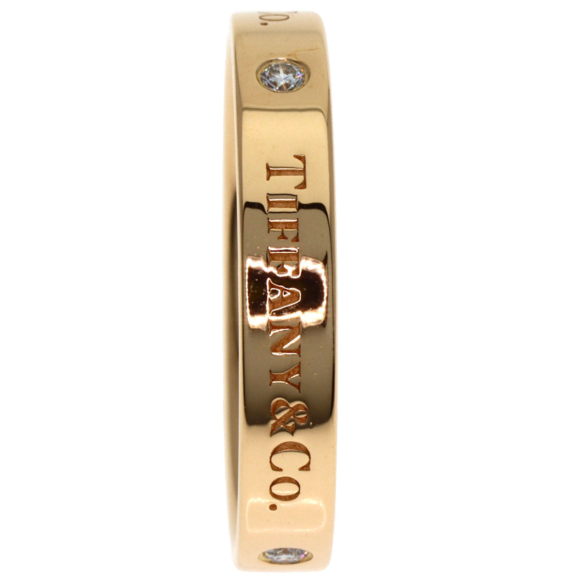 TIFFANY&Co. Flat band 3P Diamond Ring K18 Pink Gold Ladies [Used]