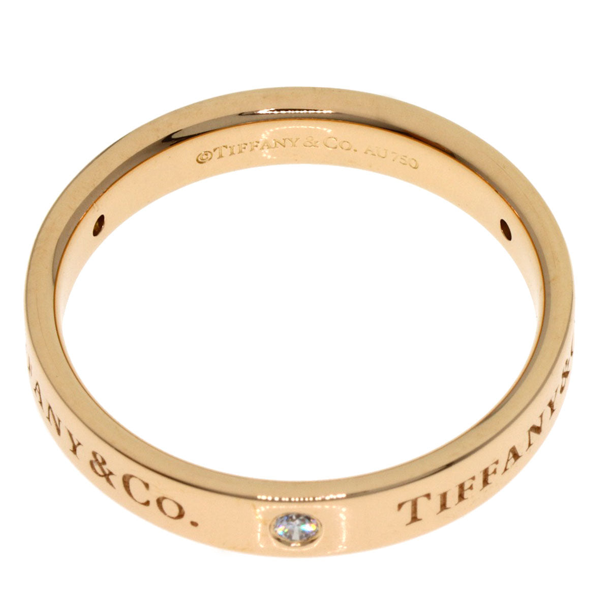 TIFFANY&Co. Flat band 3P Diamond Ring K18 Pink Gold Ladies [Used]